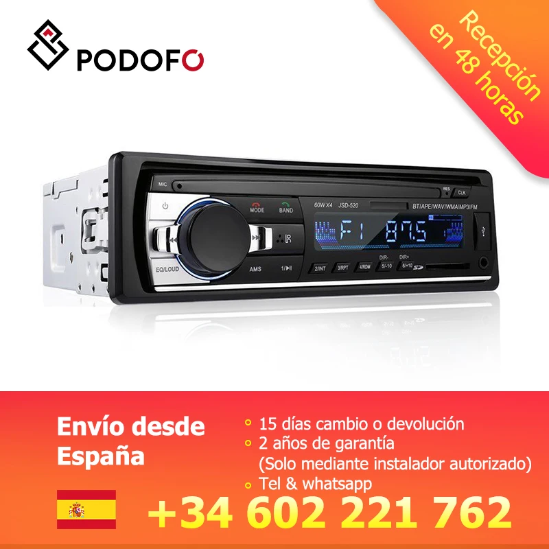 Podofo 1 din Radios de coche estéreo Bluetooth cargador de Control remoto teléfono USB/SD/AUX-IN reproductor de Audio MP3 1 DIN In-Dash coche de Audio