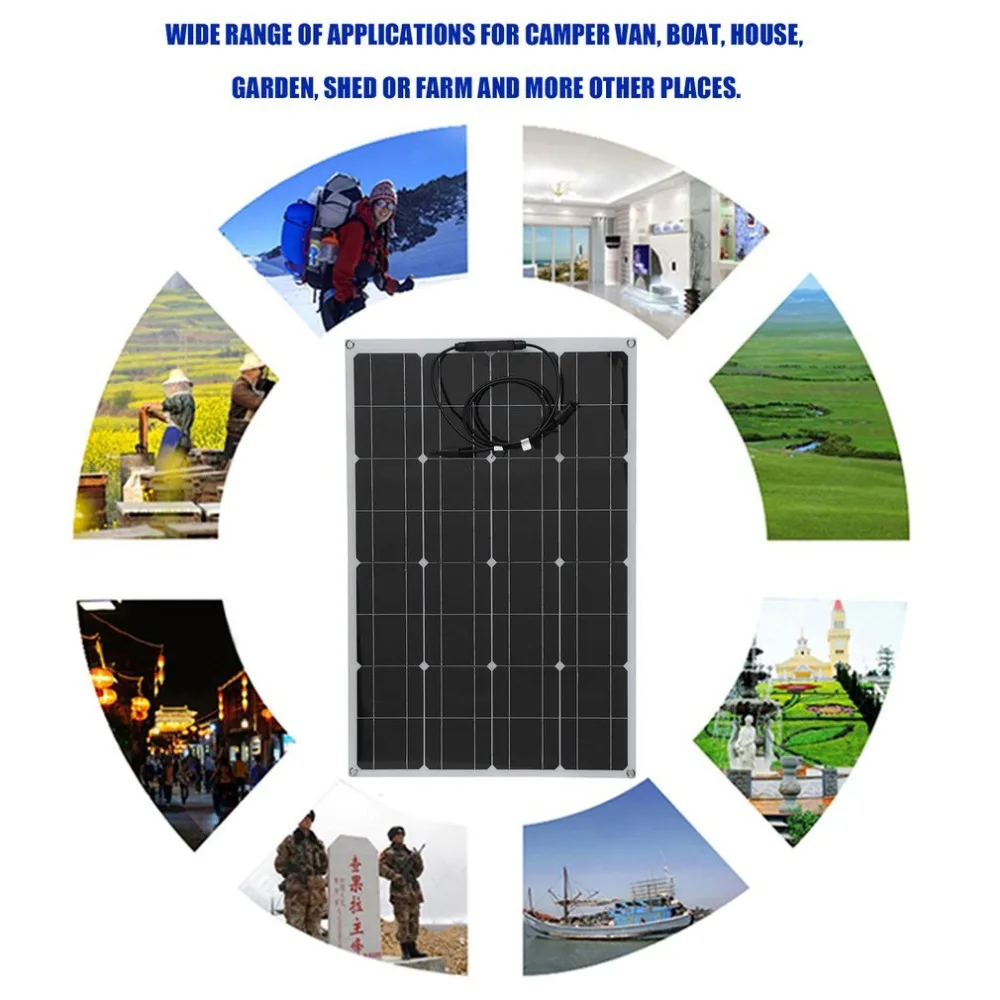 

Newest Solar Charging Device 80W Monocrystalline Solar Panel Sun Power Module With 10A Battery Charger 5M MC4 Extension Cord