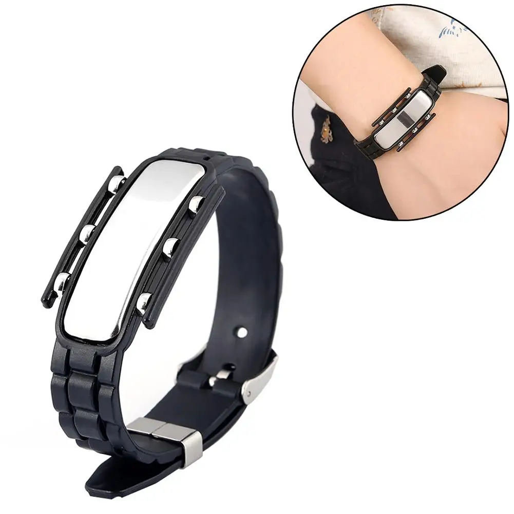 

Fashion Punk Men Titanium Steel Silicone Adjustable Bracelet Wristband Jewelry