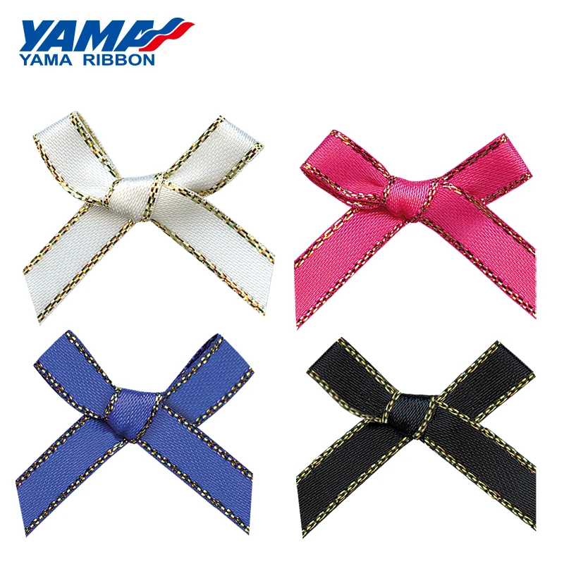 YAMA широкий 32mm±3mm высокое 27mm±3mm ручной завязанный 200 шт./пакет атласная цвета: золотистый, серебристый край изнаночные лента подарочная коробка в виде украшения свадебные ленты