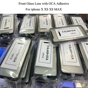 

100pcs Black OEM Touch Screen Front Glass Lens with OCA Adhesive For iPhone X XR XS max Screen Outer Glass+oca film Repair Part