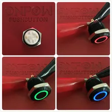 ONPOW 16 мм трехцветное RGB мгновенное диодное кольцо с подсветкой черный сплав кнопочный переключатель(GQ16F-10E/J/RGB/6 V/A) CE, ROHS
