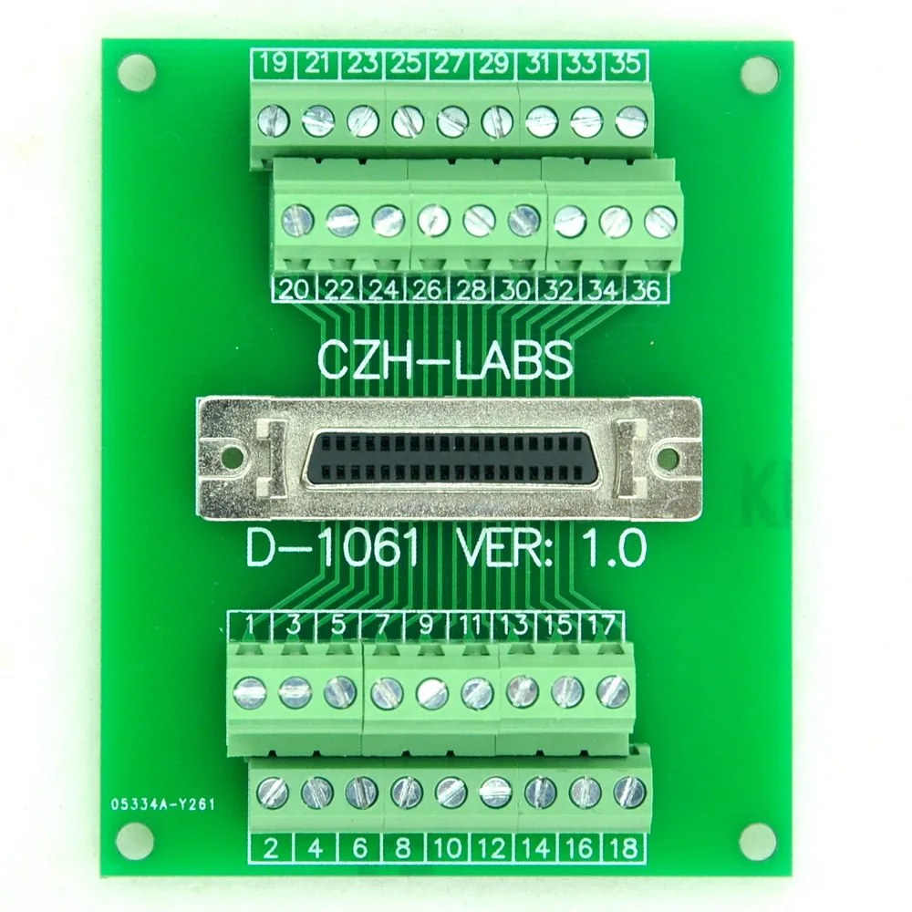 

36-pin Half-Pitch/0.05" D-SUB Female Breakout Board, DSUB, SCSI, Terminal Module
