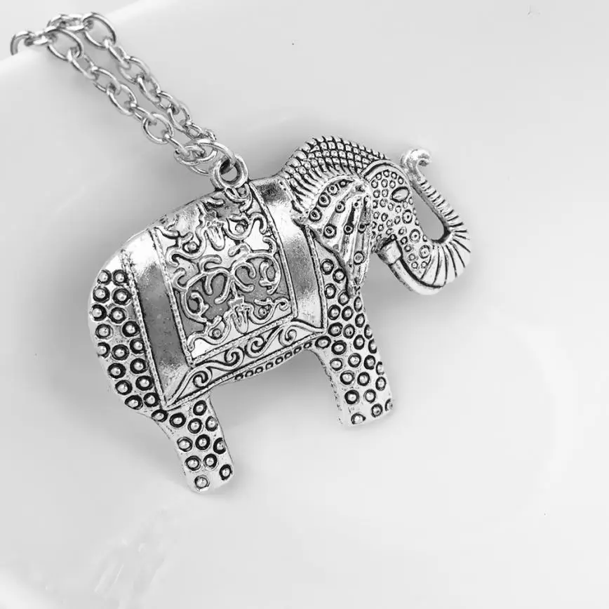 

GEMIXI Fashion Elephants Pendant Sweater Chain Retro Silver Necklace 4.24