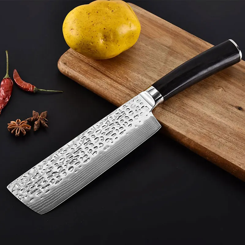1Pcs 7 Inch Vegetables Meat Nakiri Knife Damascus Japanese Stainless