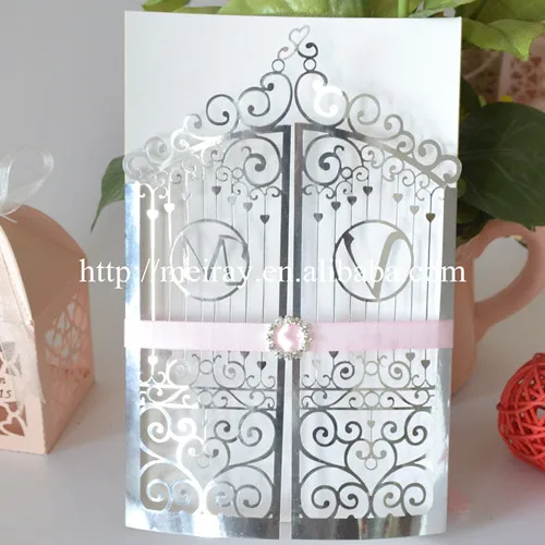

2017 wholesale romantic door design laser cut hollow invitation card wedding party decoration