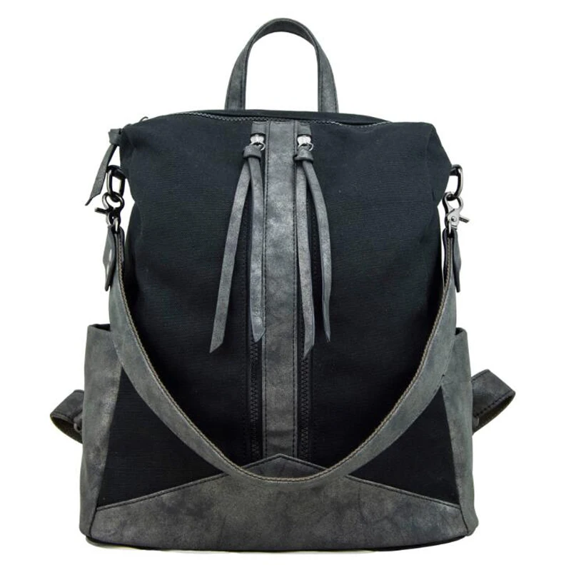 

Fashion Women Canvas Backpacks Shoulder Black Bag Drawstring Backpack Jeans for Teenage New Solid School Rucksacks Dual Use New