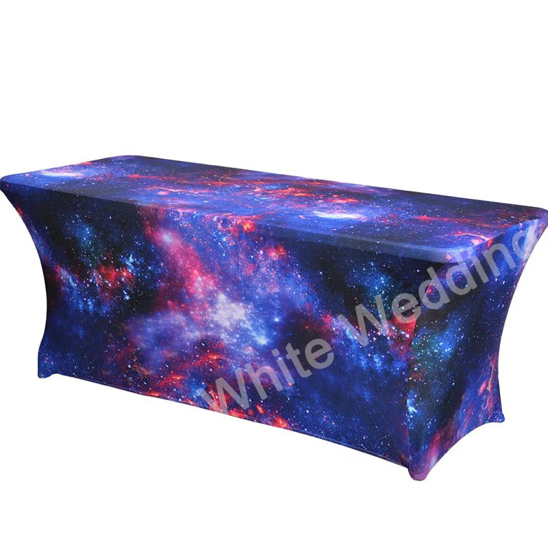 

Haorui 6 ft. Rectangular Fitted Stretch Tight Spandex Table Cover Table Cloth Tradeshows Vendors Galaxy Sky Starry Night