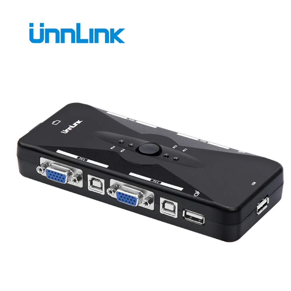 Unnlink 4X1 VGA KVM переключатель USB концентратор коробка селектор адаптер USB 2,0 KVM 4 в 1 из VGA принт Авто переключатель коробки для 4