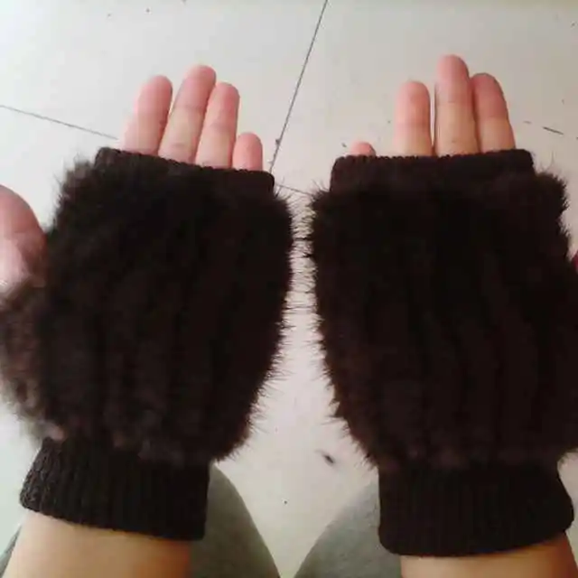 Женские модные меховые перчатки норковый вязаный перчатки высокой плотности вязаные теплые перчатки Бесплатная доставка