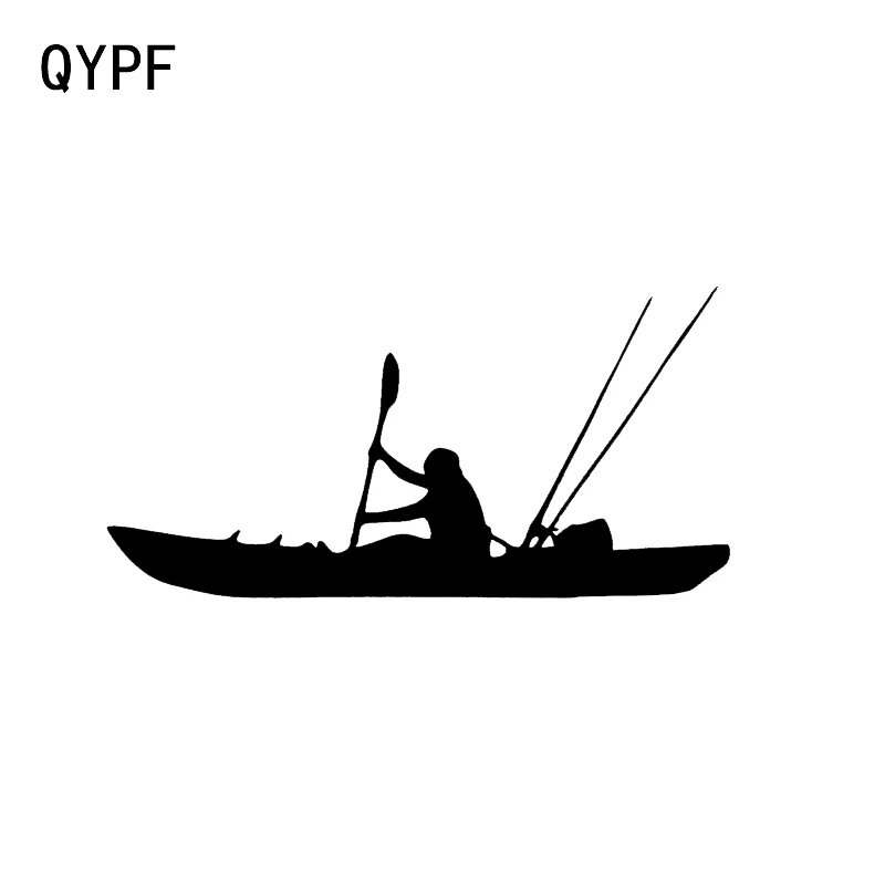 

QYPF 14.8*7.3CM Interesting Canoeing River Life Silhouette Decor Car Sticker Vinyl Accessories Decals C16-1211