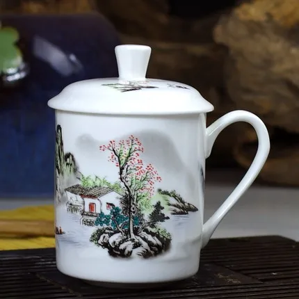 Керамическая чашка из костяного фарфора для домашнего офиса, стеклянная чашка с крышкой, голубые и белые персональные подарки - Цвет: 10