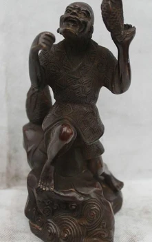 

9"China Chinese Folk Bronze Lucky beautiful Lifelike fisherman go fishing Statue