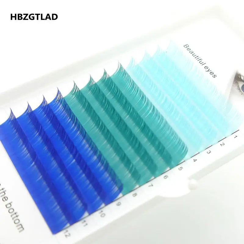 HBZGTLAD C/D curl 0,07/0,1 мм 8-15 мм накладные ресницы синий+ зеленый+ королевский синий ресницы индивидуальные цветные ресницы искусственные ресницы для наращивания - Цвет: Шлифованный хром