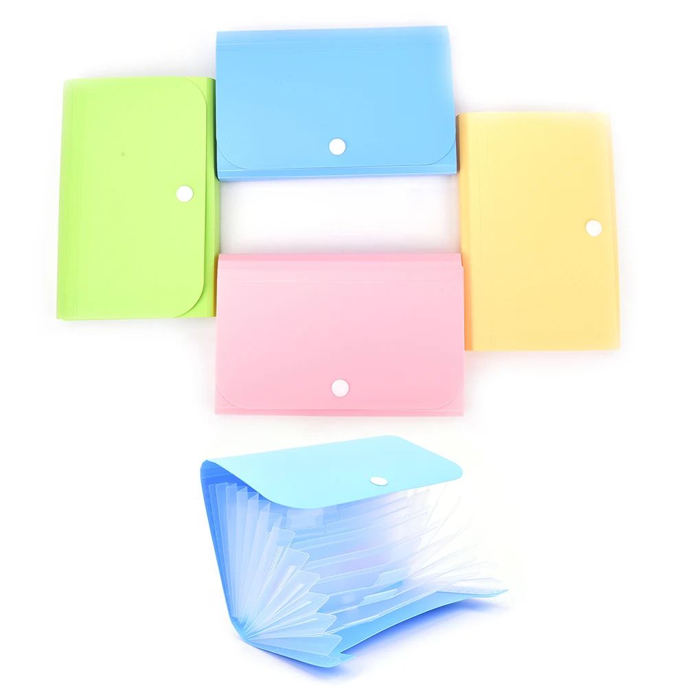 

1pc Small Plastic Candy Color Document Bag File Folder Expanding Wallet Bill Folder Size 104*78*35mm