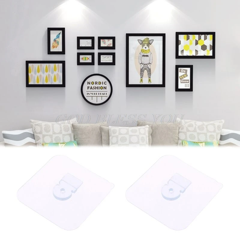 

2pcs Heavy Duty Seamless Self Adhesive Hook Wall Hanger Hanging Holder kits For Picture Poster Photo Frame Clock No Drilling
