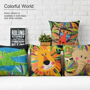 

Color Zoo pillow , animals Cartoon pillow cushion ,Linen Pillow cushion,chair Pillow home decoration sofa cushions