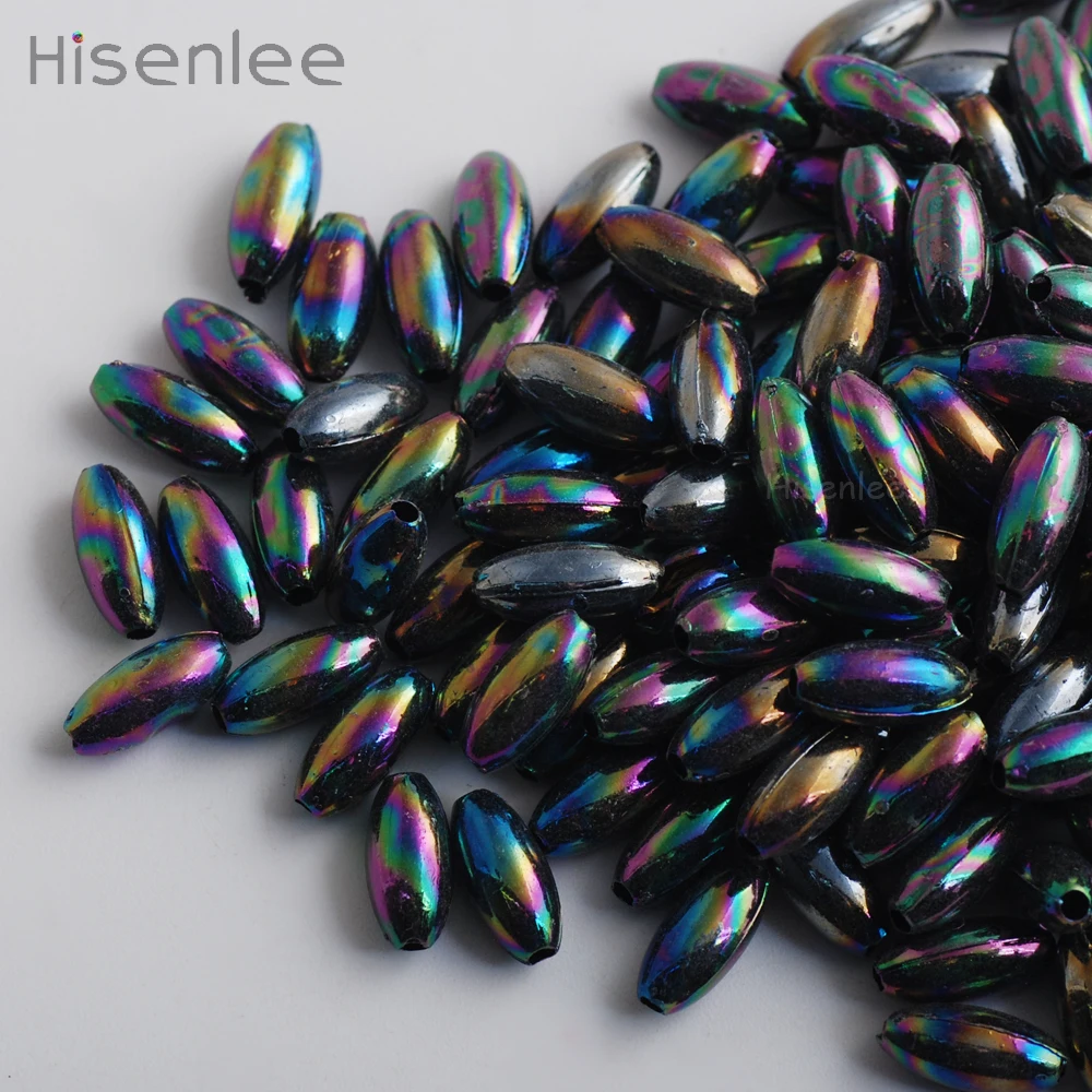 Hisenlee Черный AB 6*12 мм 100 шт. крутые Эллипсы акриловые молодежные модные