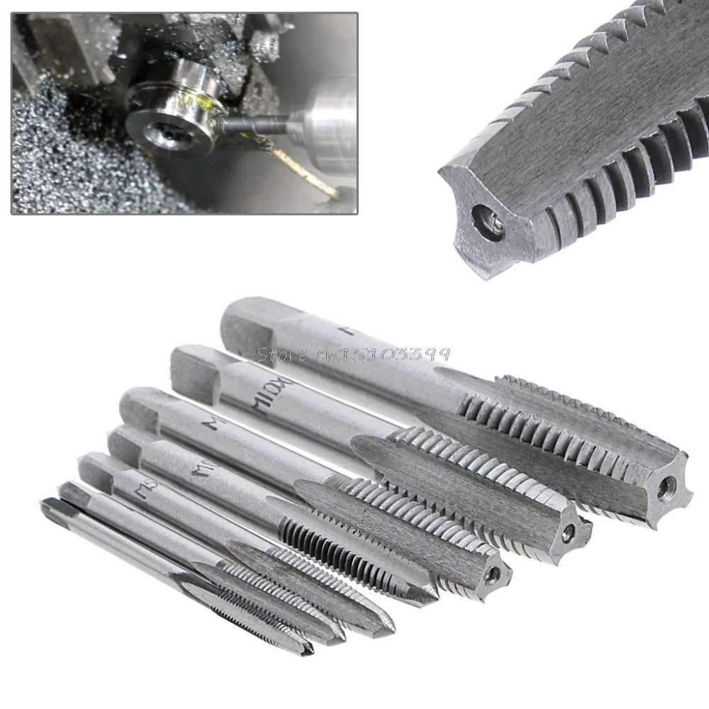 

7 Pcs HSS Nitriding Metric Spiral Flute Screw Drill Thread Tap M3-M12 Bits Hand Tools #G205M# Best Quality
