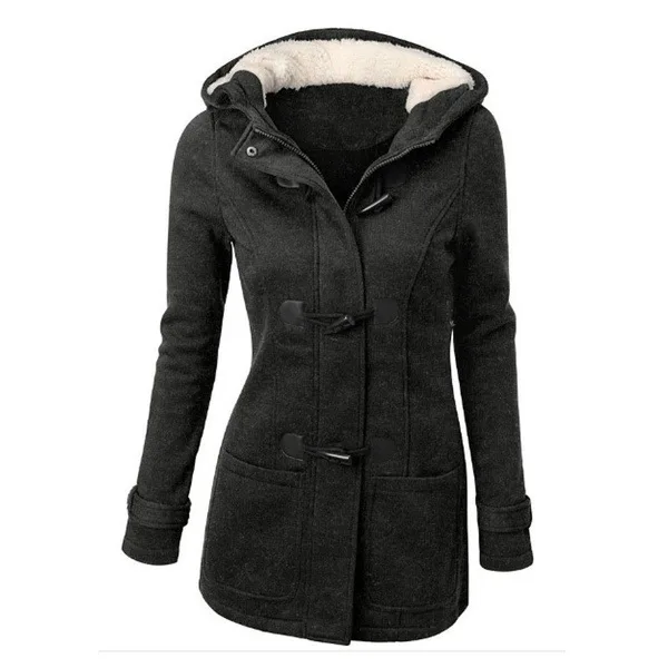 

2019 New Fashion Autumn Winter Lady Thick Hooded Outerwear Parkas Women Cotton Medium-Long Horn Button Jackets&Coat Plus Size