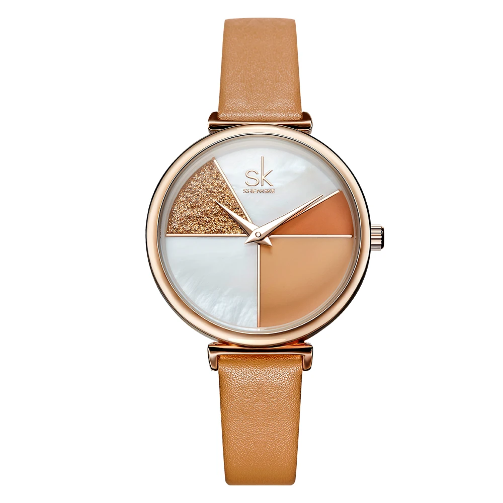 

Shengke K0109L Quartz Wrist Watches SK HOT Watches Women leather strap dress Sliver Ladies Rhinestone Waterproof Reloj Mujer