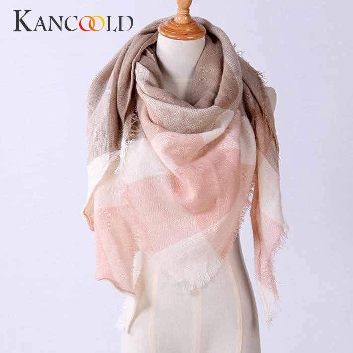 Женский кашемировый шарф KANCOOLD Осенний шерстяной в клетку Модный повседневный