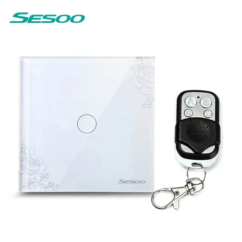 SESOO EU UK Universal Wall Light Switch 110 220V Crystal Glass Panel Switch 1 Gang 1