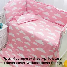 Акция! 6/7 шт. мультфильм хлопок детская кроватка Постельное белье мультфильм кроватки Постельные принадлежности Стёганое одеяло Набор пододеяльников для пуховых одеял, 120*60/120*70 см