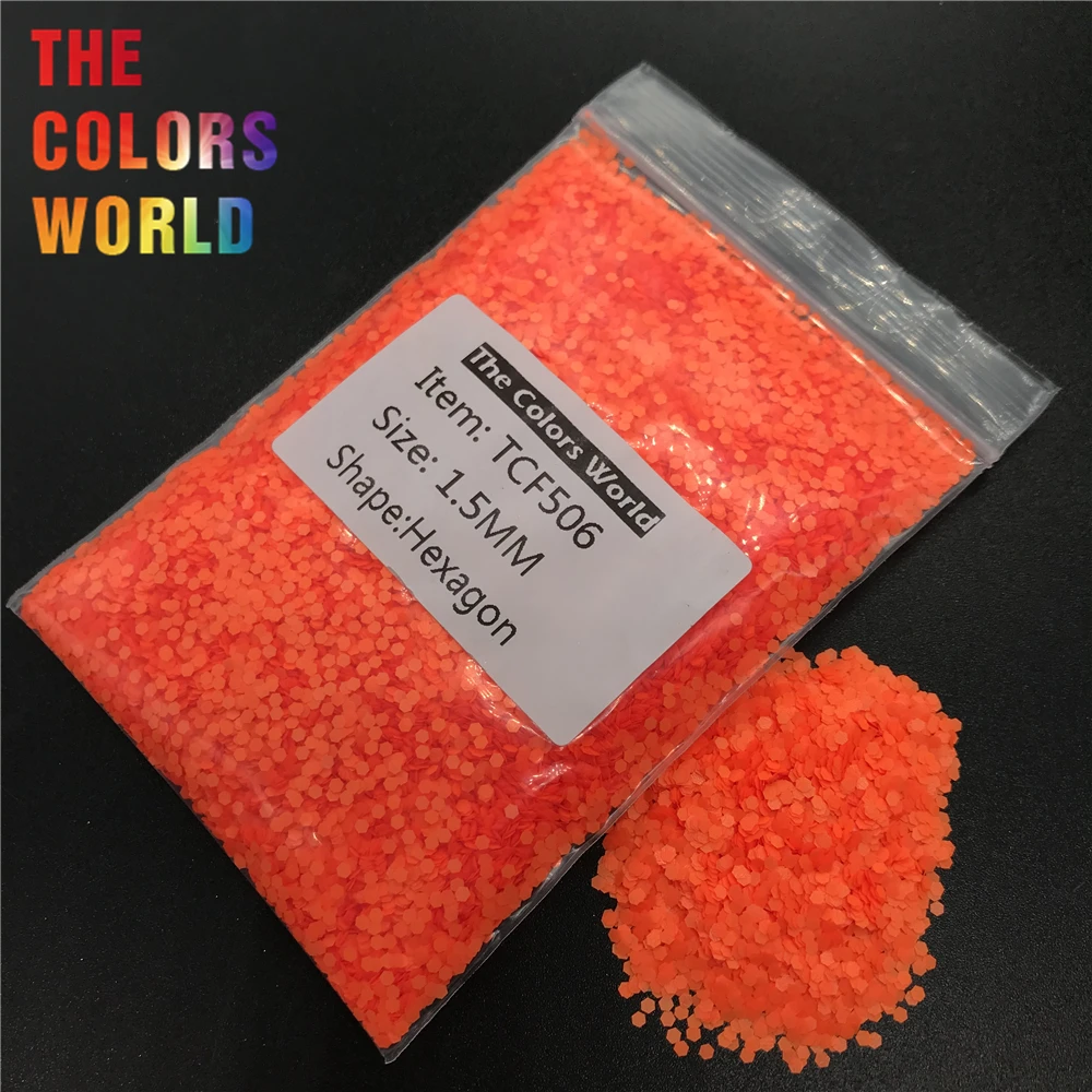 

TCF506 Hexagon Shape Neon Matte Orange Red Color Solvent Resistant Nail Glitter Nail Art Decoration Makeup Festival Glitter DIY