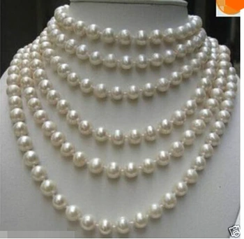 

BEAUTIFUL 100 INCH Natural WHITE 8-9mm AKOYA PEARL NECKLACE AAA Factory Wholesale price Women Gift word Jewelry