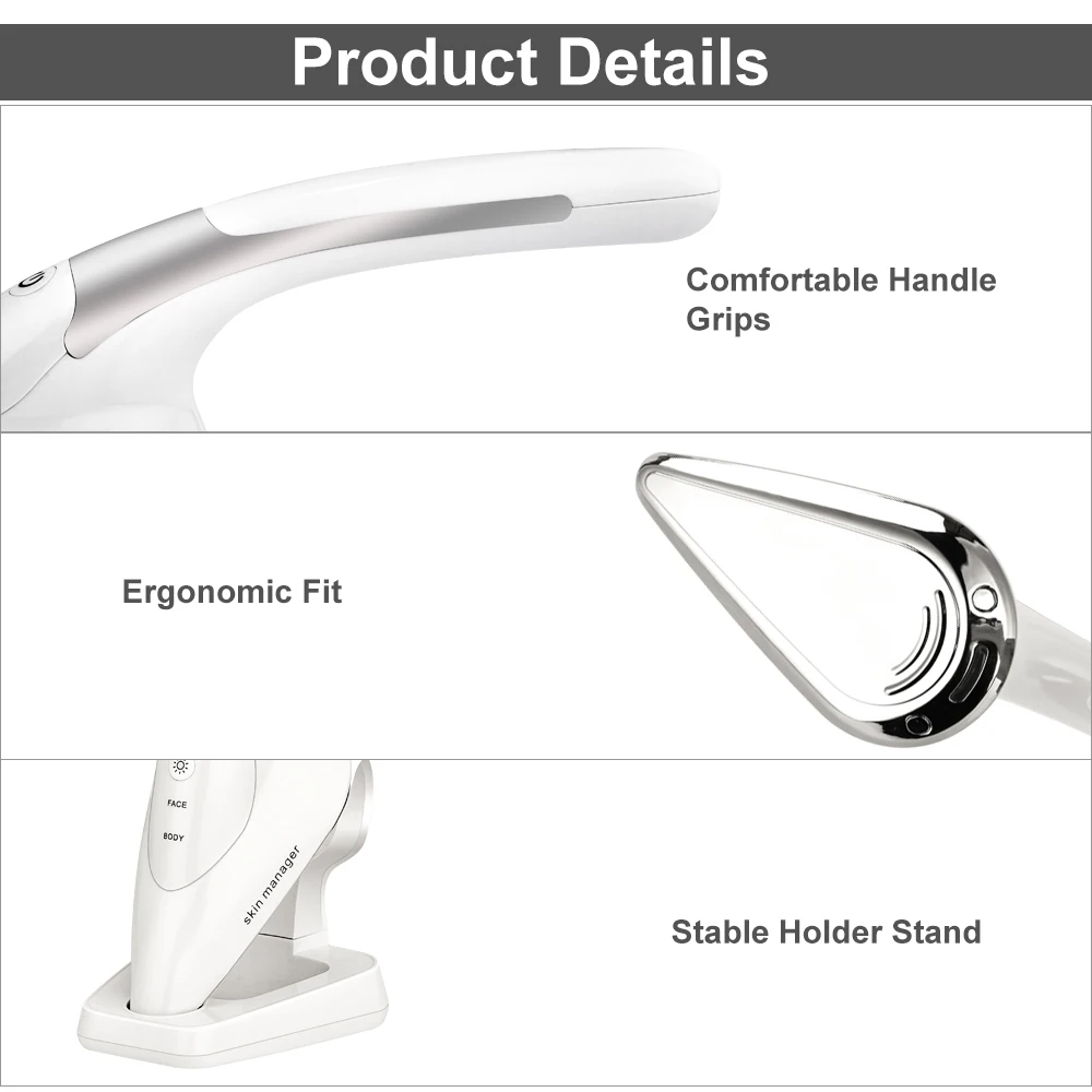  Microcurrent Iron Heat Vibration Massager Ion Lead In Wrinkles Remover Face Lifting Facial Machine 