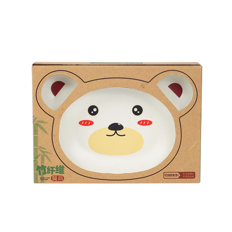 Baby Bamboo Fiber Dinnerware Cartoon Pattern Sub-gird Plates Children Feeding Tableware Irregular Toddler Kids Utensils BB5111 (13)