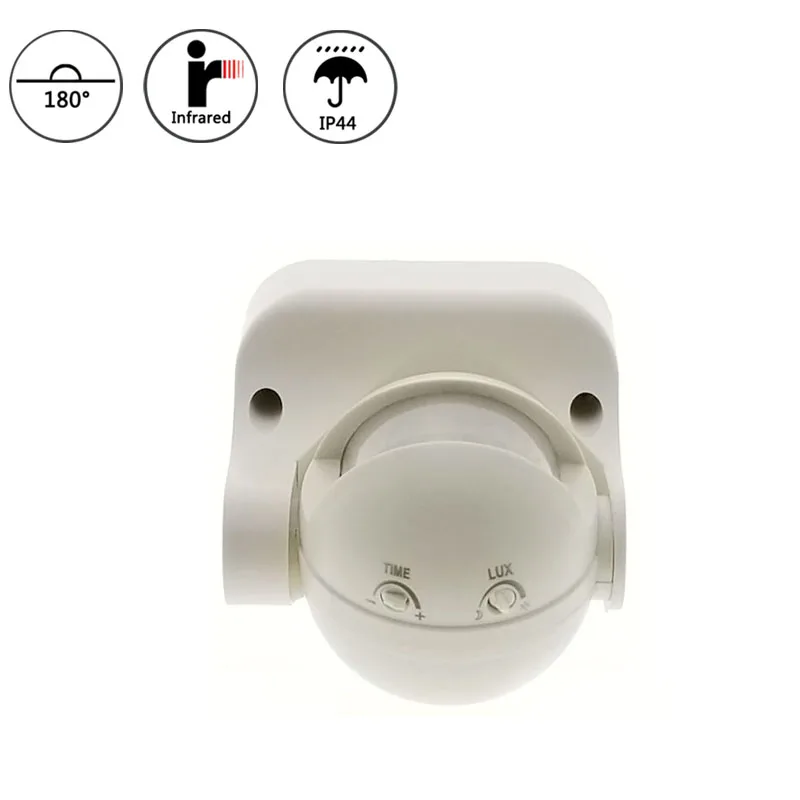 

180 Degree Outdoor IP44 Security PIR Infrared Motion Sensor Switch Movement Detector Energy-saving Automatic Lighting Switch