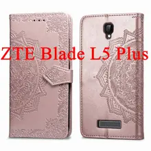 Funda de cuero tipo billetera con tapa para ZTE Blade L5 Plus, funda protectora de pantalla HD de vidrio templado para ZTE Blade L5 Plus film