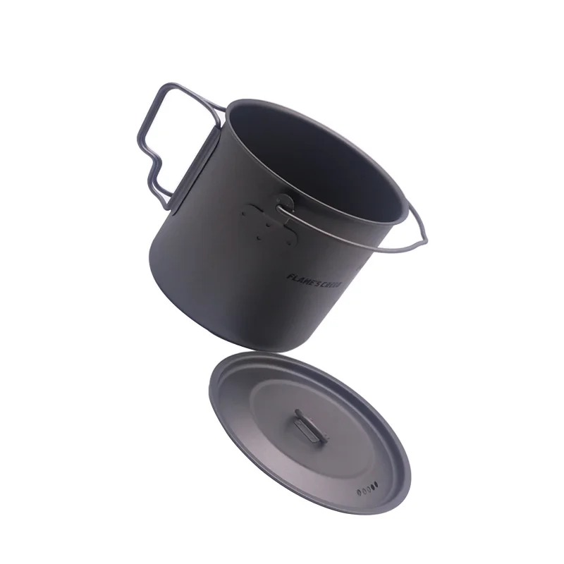 FLAME'S CREED 1100 ml 1950 ml ultraligero de Camping al aire libre de olla y pan olla de cocción sartén Titamium juegos de utensilios de cocina olla
