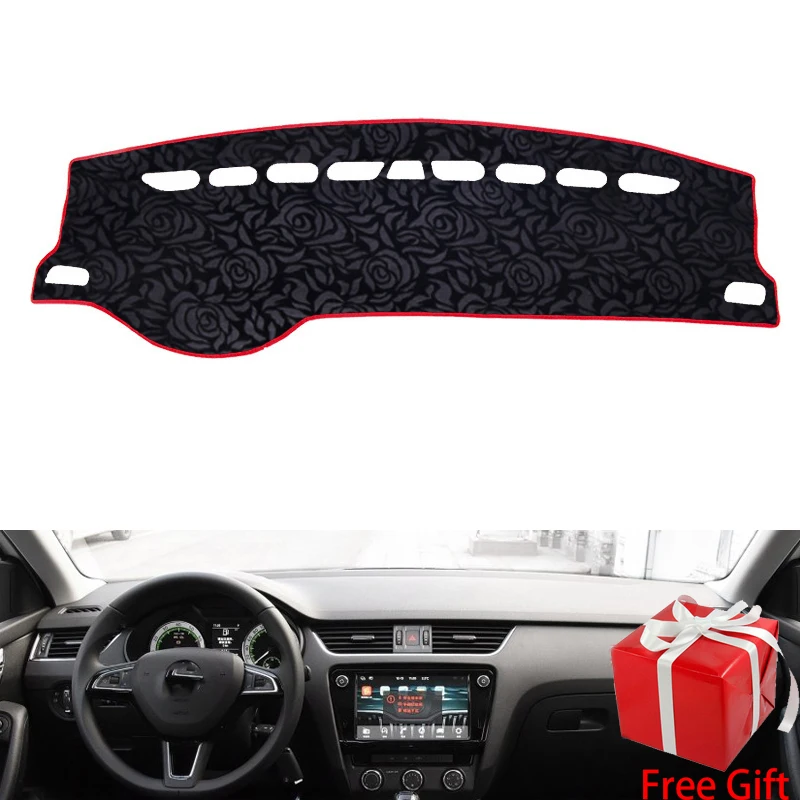 

Rose Pattern Non-slip Car Dashboard Cover Dash Mat Pad DashMat ANti-UV Car Sticker for SKODA Rapid Spaceback 2014 2015-2019