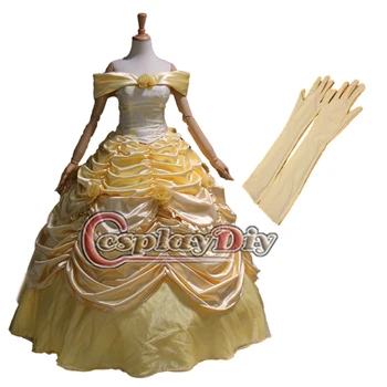 

Cosplaydiy Free Shipping Customized Deluxe Belle Princess Dress from Beauty and the Beast Princess Dress