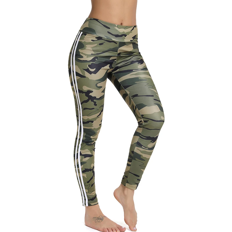 Fitness Female Leggings Polyester Ankle-Length Breathable Pants Leggins Women Standard Fold Push Up Leggin Prolong leg design - Цвет: Camouflage