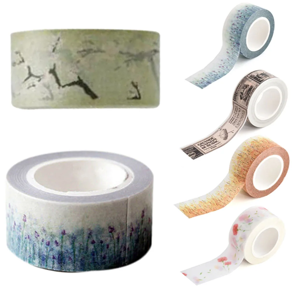 

Lavender Flower Washi Paper Masking Tapes For Scrapbooking DIY Stickers Crafts Gift Wrapping Sticker Decorative Adhesive Tape