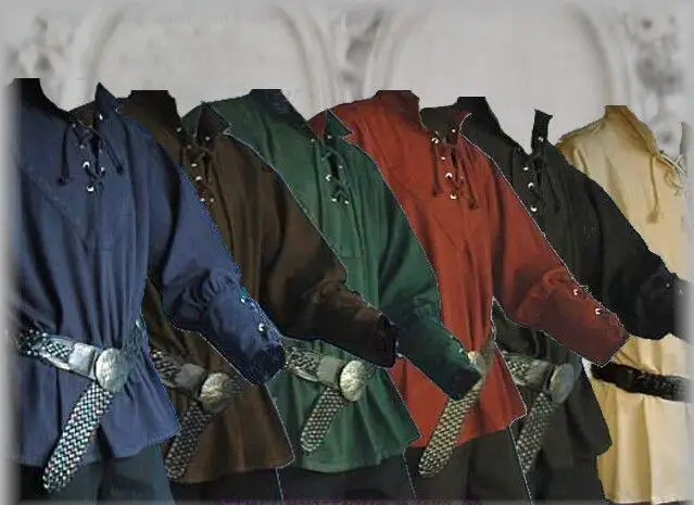 Взрослых Для мужчин Средневековый Ренессанс женихов пират восстанавливают Для мужчин t ПВЗП костюм шнуровкой рубашка среднего возраста