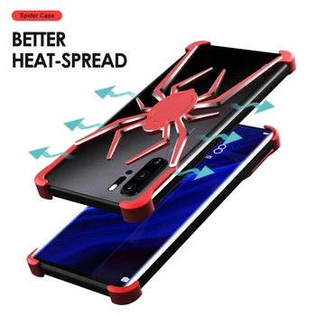 

Metal spider Phone Case For Huawei P30 p30Pro Nova 4E Heavy Duty metal frame Armor Shell Cover Coque Shockproof For p30 Lite