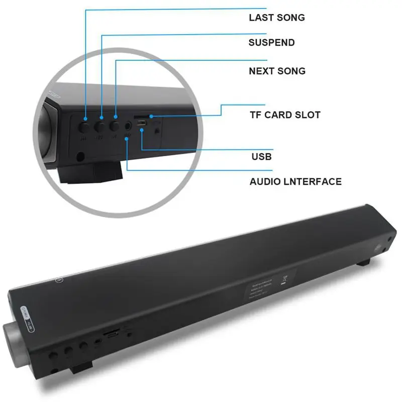 20 Вт Bluetooth 5,0 ТВ Саундбар беспроводной динамик стерео домашний кинотеатр Hifi Колонка объемная USB звуковая система настенная звуковая панель