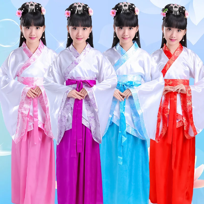 Детские традиционные китайские танцевальные костюмы платье Hanfu для девочек
