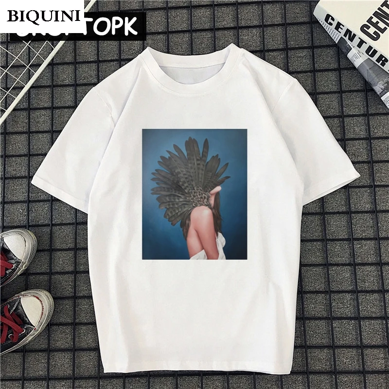 

Portrait Photography Female T-shirt Summer Cotton Harajuku T Shirts Flower Girl Art Tumblr Tshirt Streetwear Women Clothes 2019