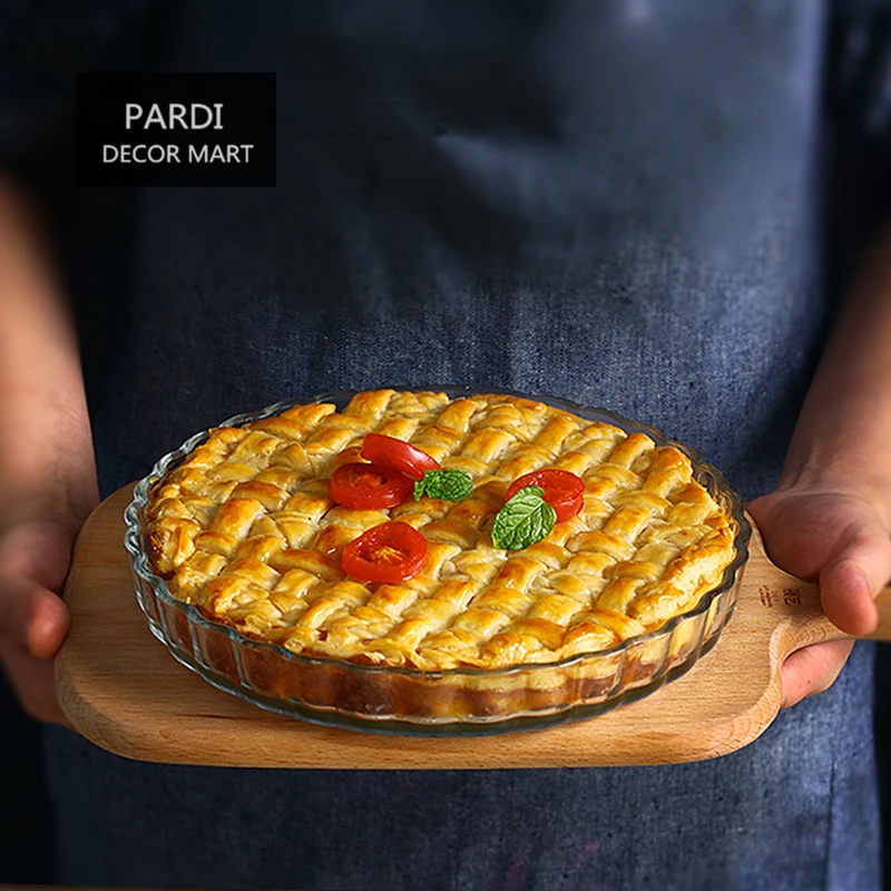21cm Round Shape Glass Pie Dishes Fruit Pie Pans Pizza Pan Baking Pan