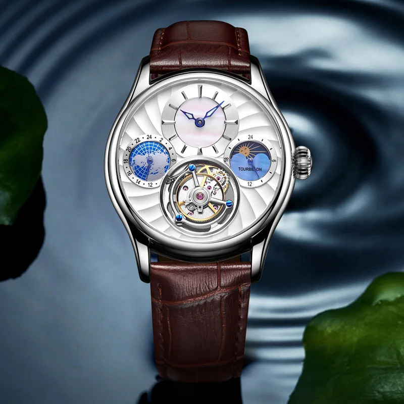 Мужские часы от ведущего бренда Luxruy, Мужские автоматические механические часы с турбийоном, мужские водонепроницаемые спортивные часы - Цвет: 7017B