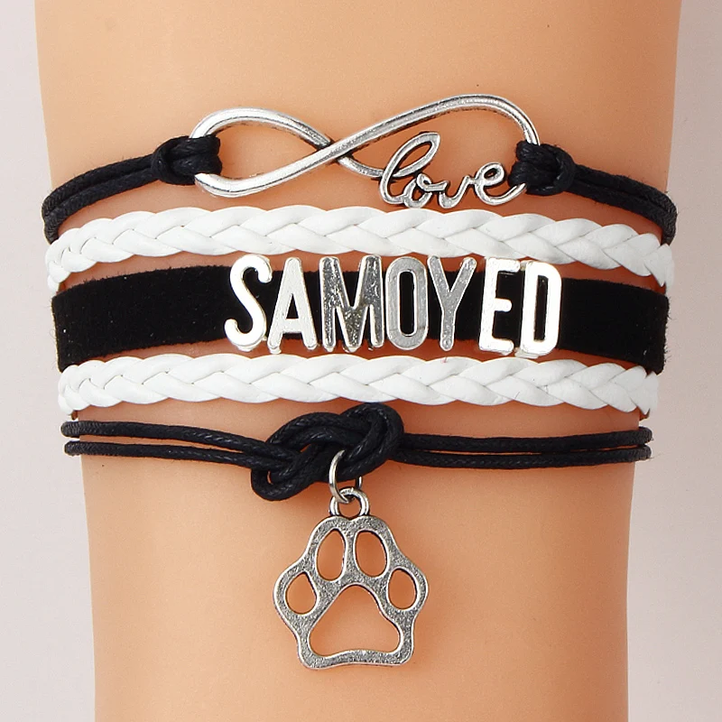 Прямая поставка Infinity Love Samoyed подвеска собачья лапа браслеты ручной работы
