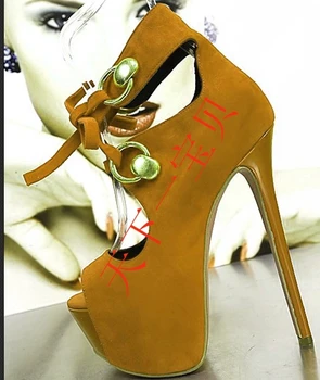

Deification Sexy High Platform Peep Toe Women Pumps Unique Customized Ladies Shoes With Heels Lace Up Footwear Party Shoes Woman