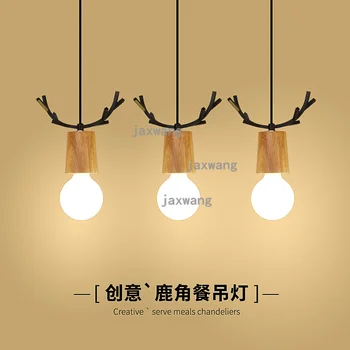 

Modern Solid Wood Nordic Chandelier living room pendant Room Creative Loft Bedroom Simple Lustre Cafe kitchen hanging lamps