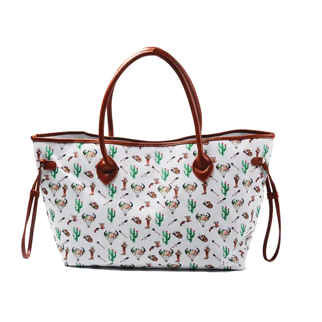 bullskull cactus arrows printing women handbag large tote bag canvas